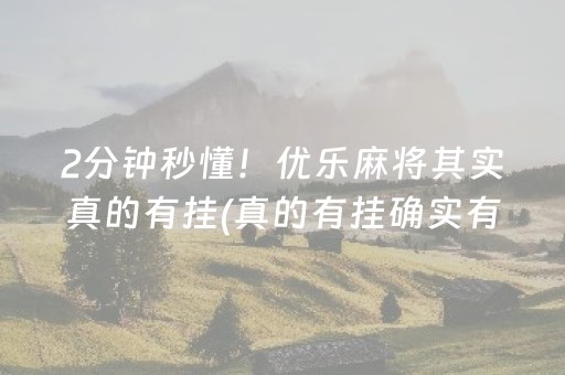 2分钟秒懂！优乐麻将其实真的有挂(真的有挂确实有挂)