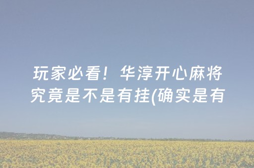 玩家必看！华淳开心麻将究竟是不是有挂(确实是有挂的)