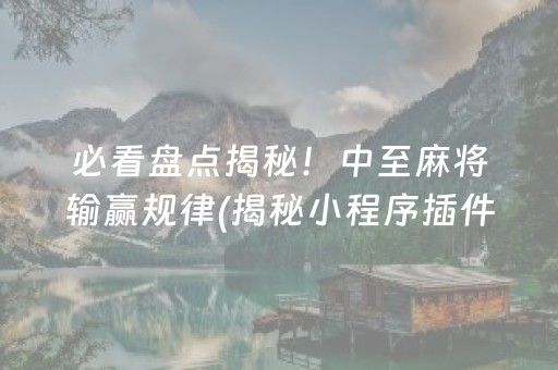 必看盘点揭秘！中至麻将输赢规律(揭秘小程序插件下载)