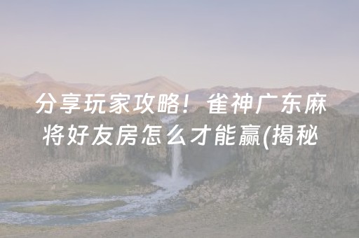 分享玩家攻略！雀神广东麻将好友房怎么才能赢(揭秘小程序自建房怎么赢)
