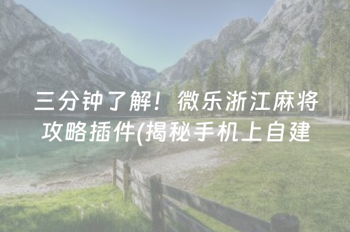 三分钟了解！微乐浙江麻将攻略插件(揭秘手机上自建房怎么赢)