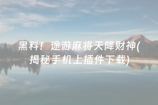 黑料！途游麻将天降财神(揭秘手机上插件下载)