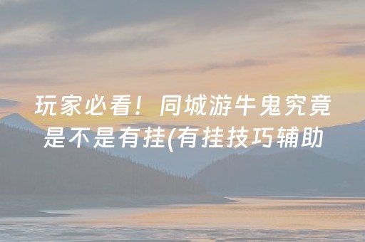 玩家必看！同城游牛鬼究竟是不是有挂(有挂技巧辅助器)