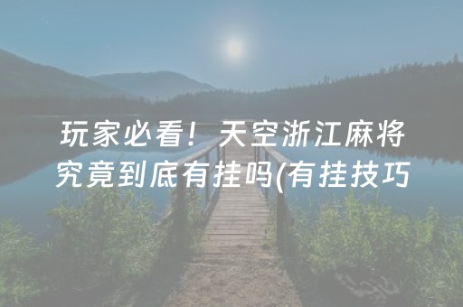 玩家必看！天空浙江麻将究竟到底有挂吗(有挂技巧辅助器)