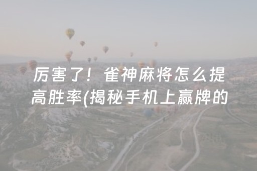 厉害了！雀神麻将怎么提高胜率(揭秘手机上赢牌的技巧)