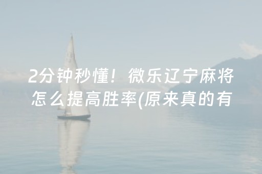 2分钟秒懂！微乐辽宁麻将怎么提高胜率(原来真的有挂)