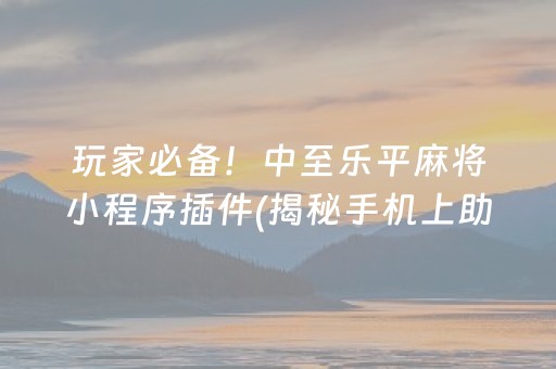 玩家必备！中至乐平麻将小程序插件(揭秘手机上助手软件)
