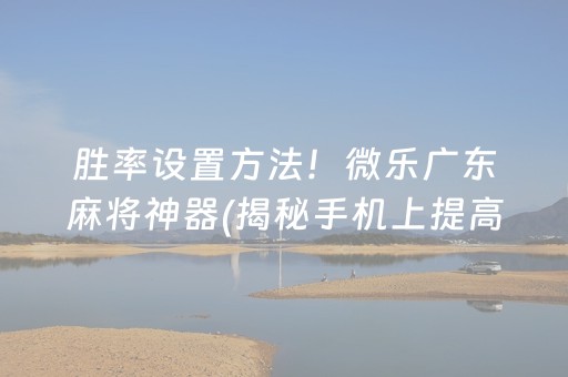 胜率设置方法！微乐广东麻将神器(揭秘手机上提高胜率)