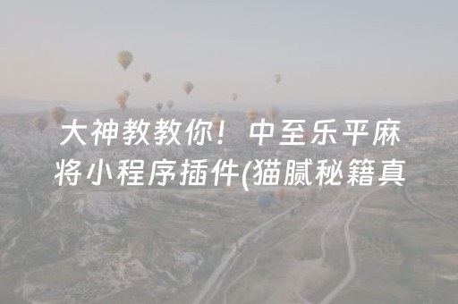 大神教教你！中至乐平麻将小程序插件(猫腻秘籍真的有挂)