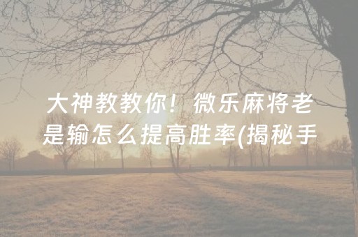 大神教教你！微乐麻将老是输怎么提高胜率(揭秘手机上如何让牌变好)