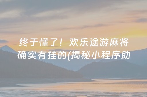 终于懂了！欢乐途游麻将确实有挂的(揭秘小程序助攻神器)