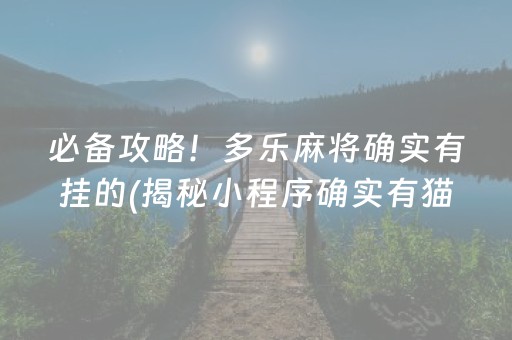 必备攻略！多乐麻将确实有挂的(揭秘小程序确实有猫腻)