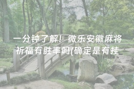 一分钟了解！微乐安徽麻将祈福有胜率吗(确定是有挂)