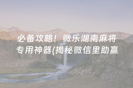 必备攻略！微乐湖南麻将专用神器(揭秘微信里助赢神器购买)