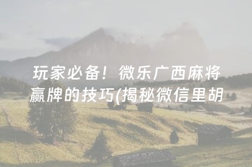 玩家必备！微乐广西麻将赢牌的技巧(揭秘微信里胡牌技巧)