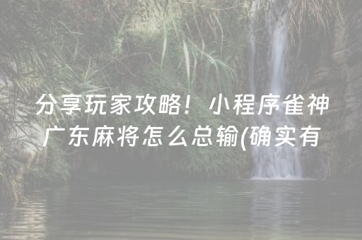 分享玩家攻略！小程序雀神广东麻将怎么总输(确实有挂吗)