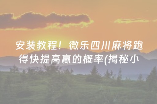 安装教程！微乐四川麻将跑得快提高赢的概率(揭秘小程序插件购买)