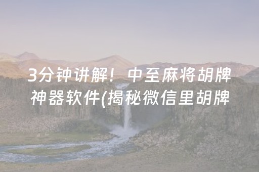 3分钟讲解！中至麻将胡牌神器软件(揭秘微信里胡牌技巧)