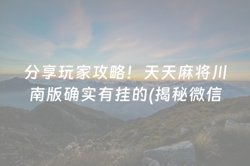 分享玩家攻略！天天麻将川南版确实有挂的(揭秘微信里助攻神器)