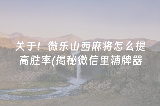 关于！微乐山西麻将怎么提高胜率(揭秘微信里辅牌器)