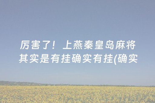 厉害了！上燕秦皇岛麻将其实是有挂确实有挂(确实是有挂)