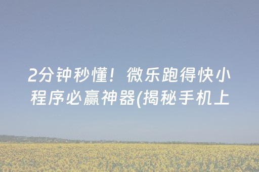 2分钟秒懂！微乐跑得快小程序必赢神器(揭秘手机上提高胜率)