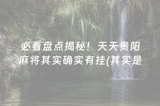 必看盘点揭秘！天天贵阳麻将其实确实有挂(其实是有挂的)