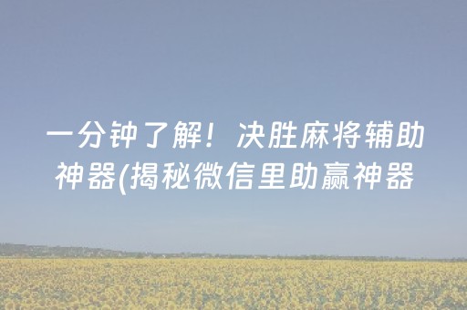 一分钟了解！决胜麻将辅助神器(揭秘微信里助赢神器)