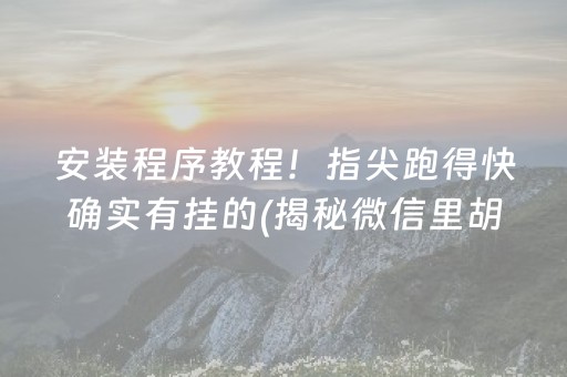 安装程序教程！指尖跑得快确实有挂的(揭秘微信里胡牌技巧)