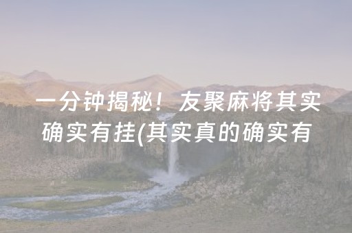一分钟揭秘！友聚麻将其实确实有挂(其实真的确实有挂)