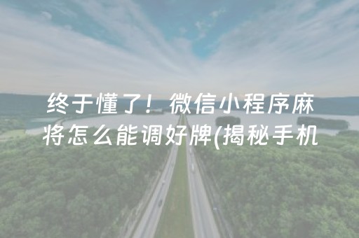 终于懂了！微信小程序麻将怎么能调好牌(揭秘手机上如何让牌变好)