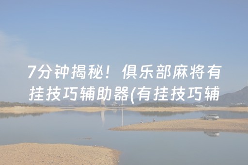 7分钟揭秘！俱乐部麻将有挂技巧辅助器(有挂技巧辅助器)