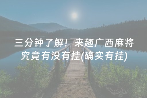 三分钟了解！来趣广西麻将究竟有没有挂(确实有挂)