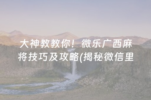 大神教教你！微乐广西麻将技巧及攻略(揭秘微信里胜率到哪调)