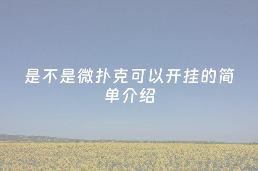 是不是微扑克可以开挂的简单介绍