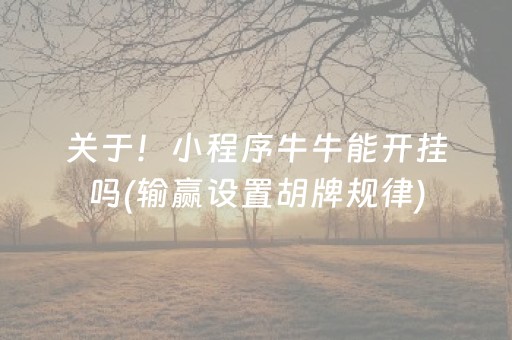 关于！小程序牛牛能开挂吗(输赢设置胡牌规律)