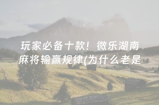 玩家必备十款！微乐湖南麻将输赢规律(为什么老是输呢)