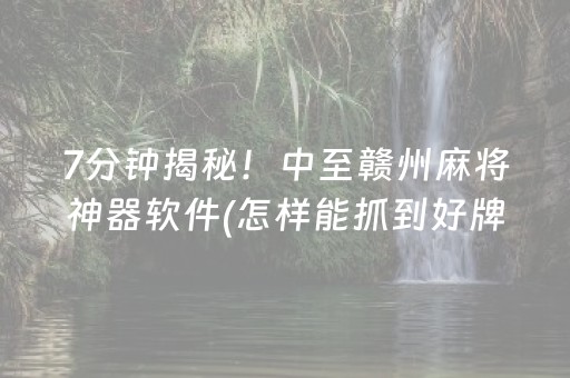 7分钟揭秘！中至赣州麻将神器软件(怎样能抓到好牌)