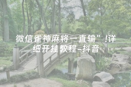 微信雀神麻将一直输”!详细开挂教程-抖音