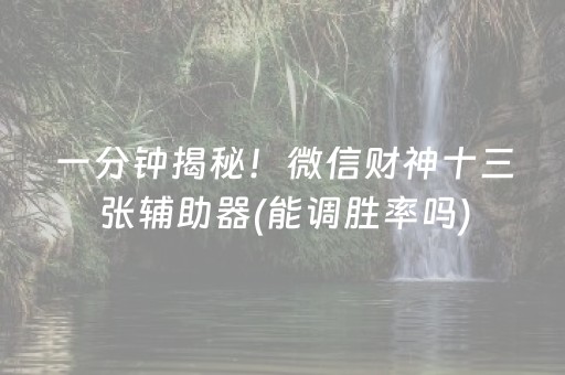 一分钟揭秘！微信财神十三张辅助器(能调胜率吗)