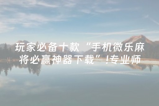 玩家必备十款“手机微乐麻将必赢神器下载”!专业师傅带你一起了解（详细教程）-抖音