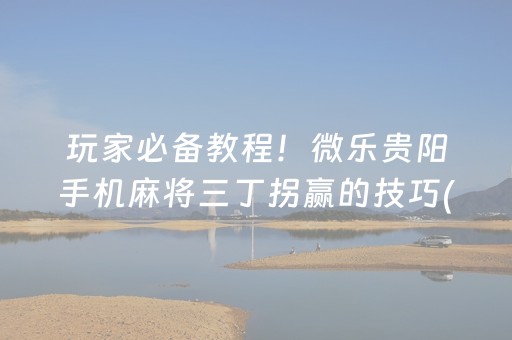 玩家必备教程！微乐贵阳手机麻将三丁拐赢的技巧(助赢神器购买)