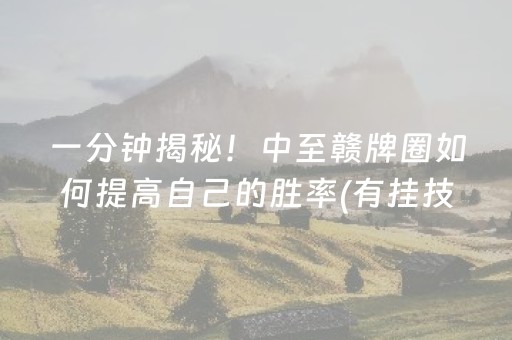 一分钟揭秘！中至赣牌圈如何提高自己的胜率(有挂技巧辅助器)