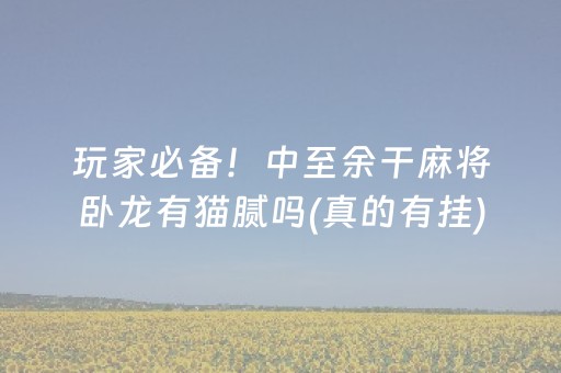 玩家必备！中至余干麻将卧龙有猫腻吗(真的有挂)