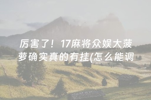 厉害了！17麻将众娱大菠萝确实真的有挂(怎么能调好牌)