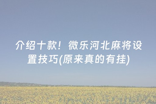 介绍十款！微乐河北麻将设置技巧(原来真的有挂)