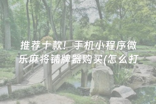 推荐十款！手机小程序微乐麻将铺牌器购买(怎么打容易赢)