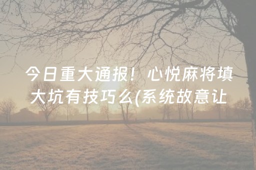 今日重大通报！心悦麻将填大坑有技巧么(系统故意让你输)