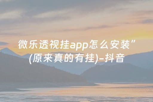 微乐透视挂app怎么安装”(原来真的有挂)-抖音