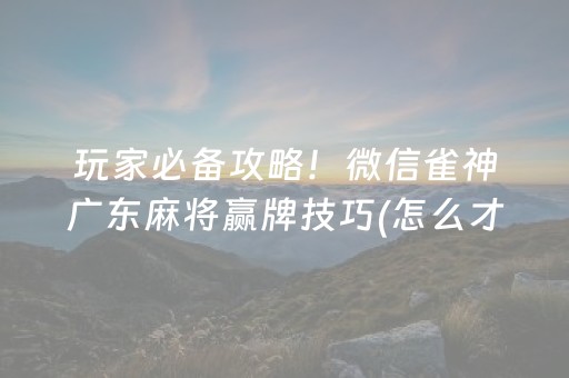 玩家必备攻略！微信雀神广东麻将赢牌技巧(怎么才有好牌)